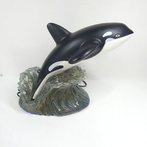 Leaping Orca Landline Phone w/Wave Base Vintage Telephone Telemania Killer Whale